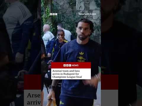 Arsenal team and fans arrive in Budapest for Champions League final. #BBCNews thumbnail