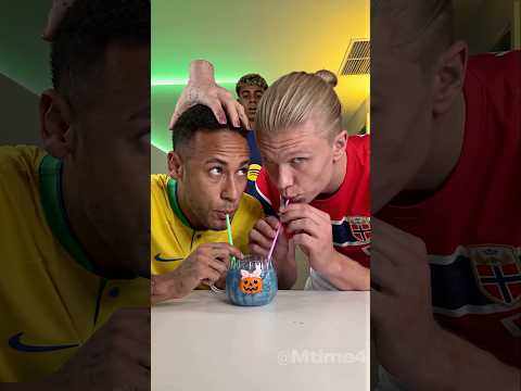 Neymar vs Haaland: Impossible Straw Challenge 🧋😂 #football  #haaland #parody thumbnail