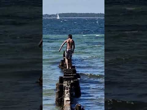 Beach Fun! Kartikeya's Tiny Bridge Walk! ☀️?#shorts  #2winners #kidsfun thumbnail