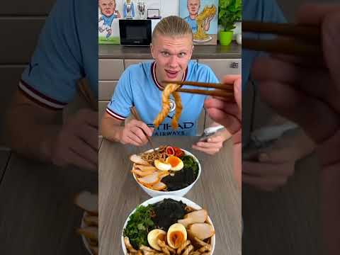Haaland Is NOT Impressed With My Ramen 😭🍜😂 #football #haaland #ronaldo thumbnail