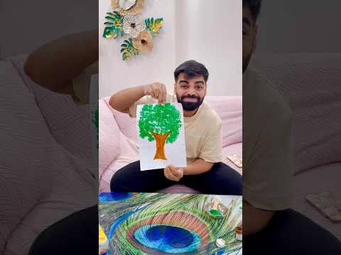 How gaurav used an earbuds trick to paint this beautiful tree #youtubeshorts #gauravaroravlogs thumbnail