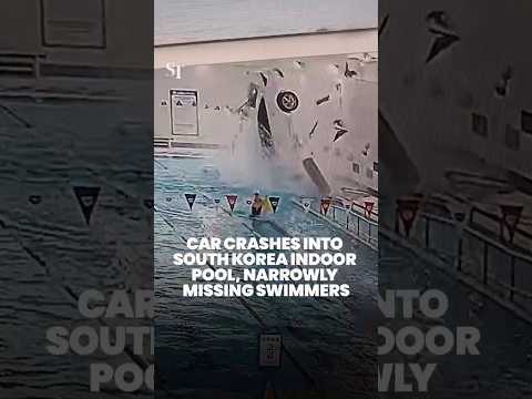 Car crashes into pool in South Korea; swimmers rescue driver thumbnail