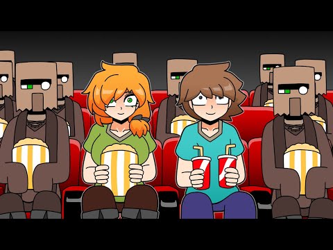 마인크래프트 영화를 보러간 스티브와 알렉스 - Steve and Alex go to the Minecraft movie | Minecraft anime thumbnail