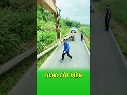 Cách lắp cột điện bằng máy xúc nhanh đến khó tin thumbnail
