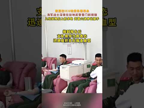 家屬在ICU搶救急需用血，海軍戰士深夜在駐地武警營門前徘徊，幾經猶豫後上前求助，武警火速伸出援手。 thumbnail