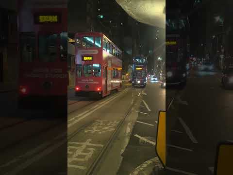 Double decker trams in Hong Kong @ night thumbnail