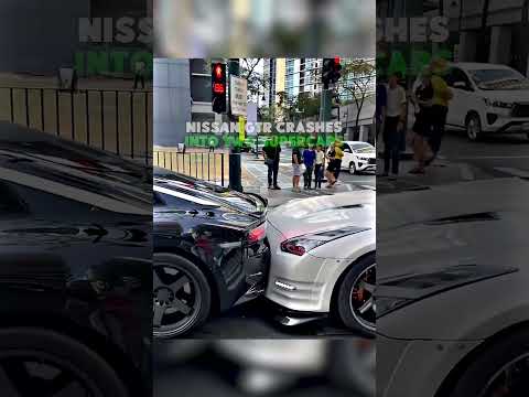 Nissan GTR Crashes Into TWO Supercars (?exoticcars.cebu/ig) thumbnail