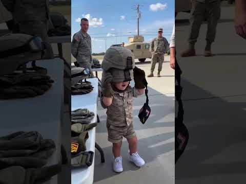 Tiny “Soldier” Chaos! Toddler Steals Army Gear, Salutes & Refuses to Give It Back 😂🪖 thumbnail