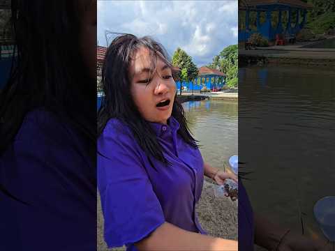 kk berani ngasih makan ikan besar ? #trandingshorts thumbnail