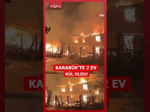 Karabük'te 2 ev ve 1 samanlık cayır cayır yandı! #shorts thumbnail