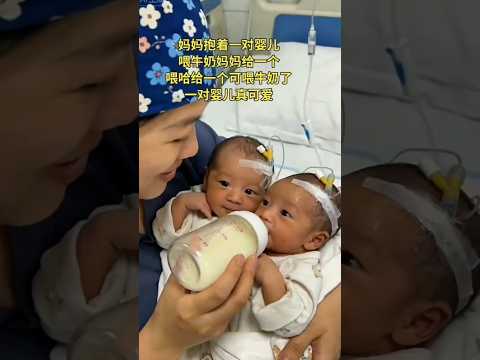 ?? 妈妈悉心哺育双胞胎婴儿，画面温馨有爱 ?? Mother Carefully Bottle-Feeding Her Sweet Twin Babies thumbnail