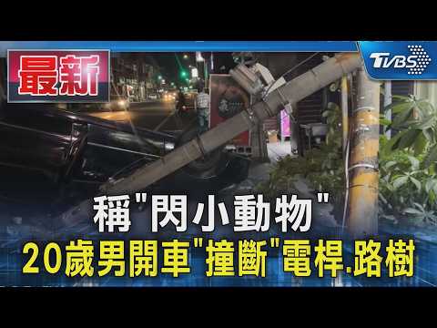 稱「閃小動物」 20歲男開車「撞斷」電桿.路樹｜TVBS新聞 @TVBSNEWS01 thumbnail