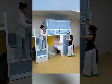 🛏️✨ حولت سرير السكن الصغير إلى غرفة أحلام مذهلة! 😍 thumbnail