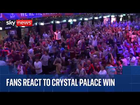 Moment Crystal Palace fans in London celebrate Conference League win thumbnail