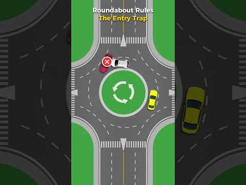 Who Goes First? The Roundabout Entry Rule ? #driving #drivingtips #shorts  #roundabout #carcrash thumbnail