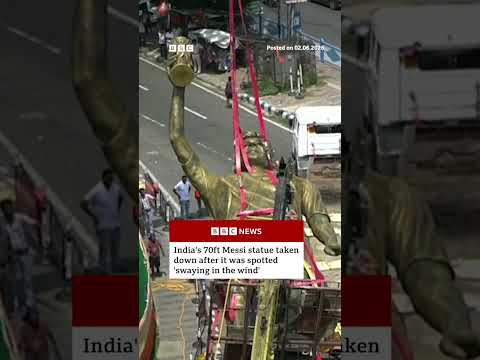 India's 'unsafe' 70ft Lionel Messi statue taken down. #Messi #India #BBCNews thumbnail