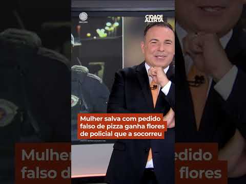 Mulher salva com pedido falso de pizza ganha flores de policial que a socorreu #Shorts #CidadeAlerta thumbnail