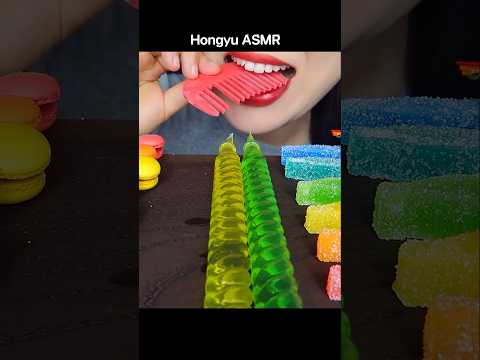 ASMR RAINBOW DESSERTS 다양 무지개 디저트 먹는빗 해외간식 먹방 EDIBLE HAIR BRUSH #shorts #mukbang #먹방 #rainbow #hongyu thumbnail