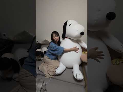 巨大なスヌーピーヨギボー渡してみた #shorts thumbnail
