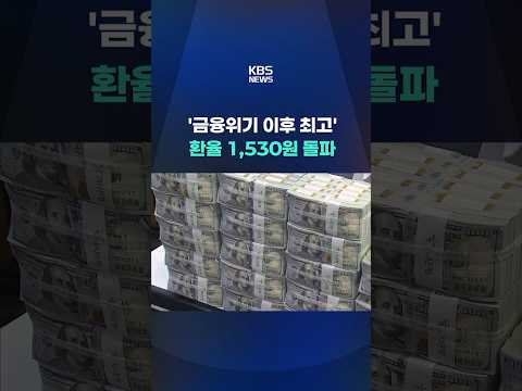 '금융위기 이후 최고'…환율 1,530원대 돌파 #shorts / KBS thumbnail