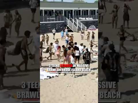 WATCH: Chaos erupts on a beach after a massive brawl turned violent #shorts #foxnews thumbnail