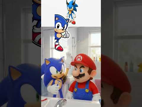 Mario is slightly shocked by Sonic 🤪🪒 #Sonic thumbnail