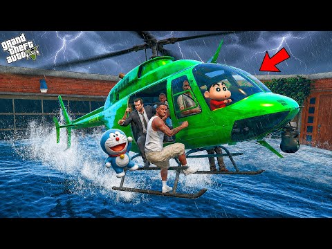 GTA V : Franklin And Shinchan's House Destroyed by Giant Tsunami In GTA 5 Telugu |#gta5 thumbnail