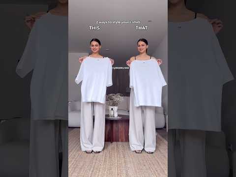 THIS or THAT? 🤍 | 2 viral ways to style your t-shirt 🤯 #howto #fashion thumbnail