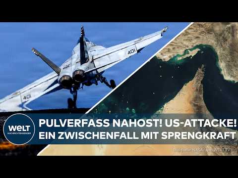 EXPLOSION BEI DER STRAßE VON HORMUS: Seeblockade durchbrochen? US-Kampfjet feuert Rakete auf Schiff thumbnail