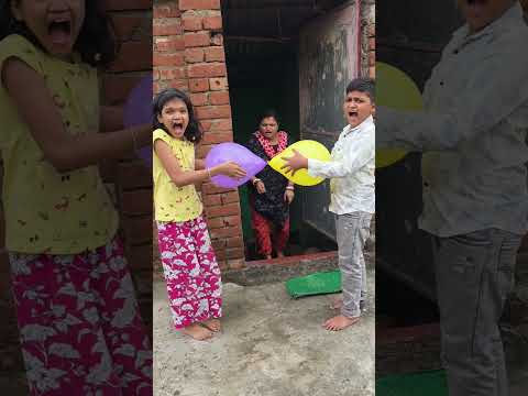 Mumma Solves Siblings Balloon Problem ??❤️#shortsfeed#viral thumbnail