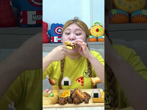 하이유의 편의점 음식 이모티콘 먹방! Mukbang Fire Spicy Noodle Yellow color Eating Sound #shorts | HIU 하이유 thumbnail