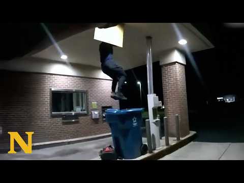 Bank Robber Falls Through Ceiling and into Trash Bin thumbnail