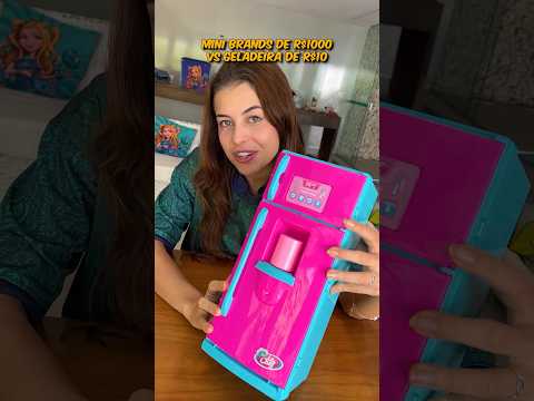 GELADEIRA MINI BRANDS VS GELADEIRA FALSA !! #shorts thumbnail