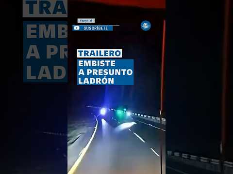 Trailero arrolla a presunto ladrón al escapar de asalto en autopista Puebla Orizaba #shorts thumbnail