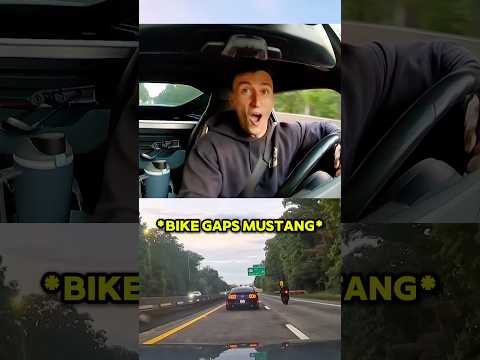 INSANE Bike Races Procharged Mustang!  #toyotasupra #toyota #supra #cars #bmw thumbnail