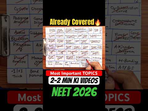 सबसे IMPORTANT TOPICS?☠️| 2-2 Min में REVISION?| Neet 2026 thumbnail