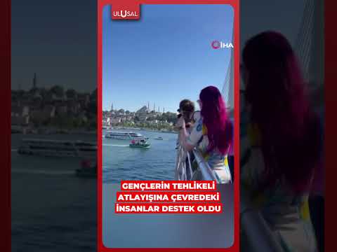 Haliç'teki gençlerin tehlikeli atlayışına çevredekiler de destek verdi #shorts #haliç #keşfet thumbnail