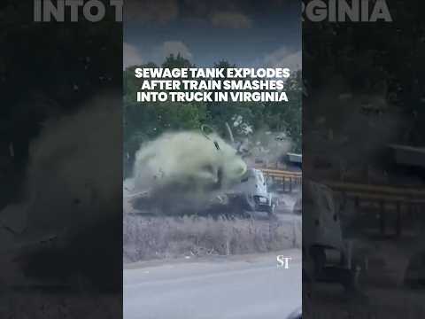 Sewage tank explodes after freight train smashes into truck in Virginia thumbnail
