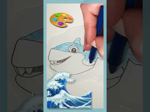 Baby Shark Easy Drawing for Kids! Real Water🦈! #shorts thumbnail