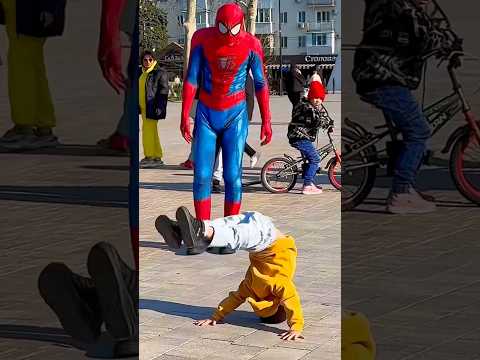 The boy surprised the superhero😳 #spiderman thumbnail