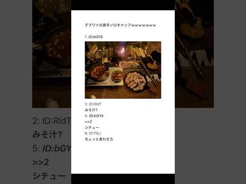 【2ちゃんねる】真冬にソロキャンプしたったww【アフレコ】 thumbnail