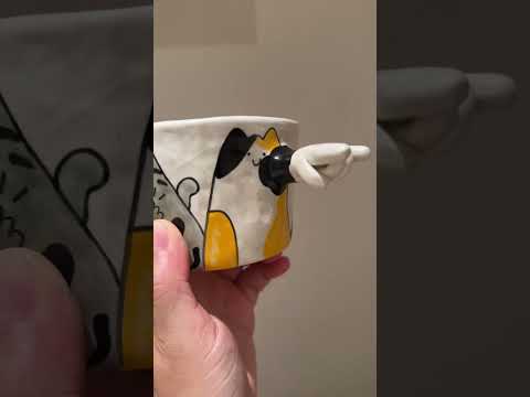 Handmade Cat Ceramic Mug ? The handle is literally a tiny cat paw thumbnail