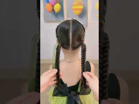 Forest Fairy Green Vine Pearl Kids Braided Headband ( # 3296   )1️⃣ thumbnail