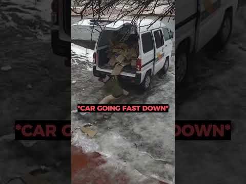 Kid Tries Stopping a Sliding Car, but something else happens... thumbnail