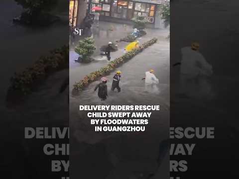 Delivery riders rush to rescue child swept away by floodwaters thumbnail