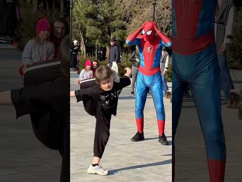 The boy surprised the superhero😍 #spiderman thumbnail