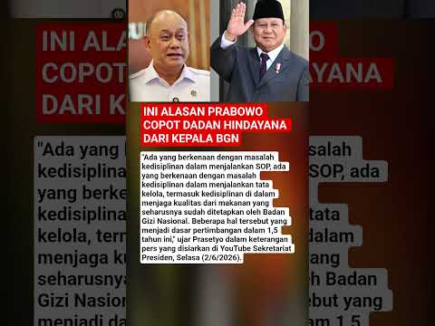 INI ALASAN PRABOWO COPOT DADAN HINDAYANA DARI KEPALA BGN thumbnail