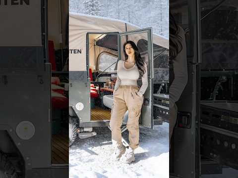 ❄RAIN & SNOW CAMPING IN A TENT TRAILER thumbnail