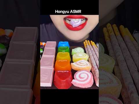 ASMR RAINBOW DESSERTS 다양한 무지개 해외 간식 라부부 디저트 먹방 FROZEN LABUBU  #shorts #mukbang #먹방 #rainbow #hongyu thumbnail