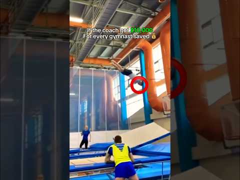 Coaches have Dad reflexes times X 100 ? #olympics #gymnastics #gymnast #sports #olympic thumbnail